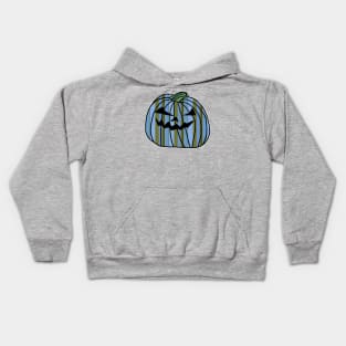 Blue Green Stripes Halloween Horror Pumpkin Kids Hoodie